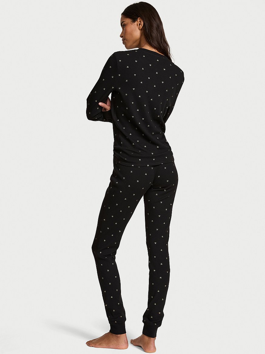 Soft Thermal Henley Long Pajama Set