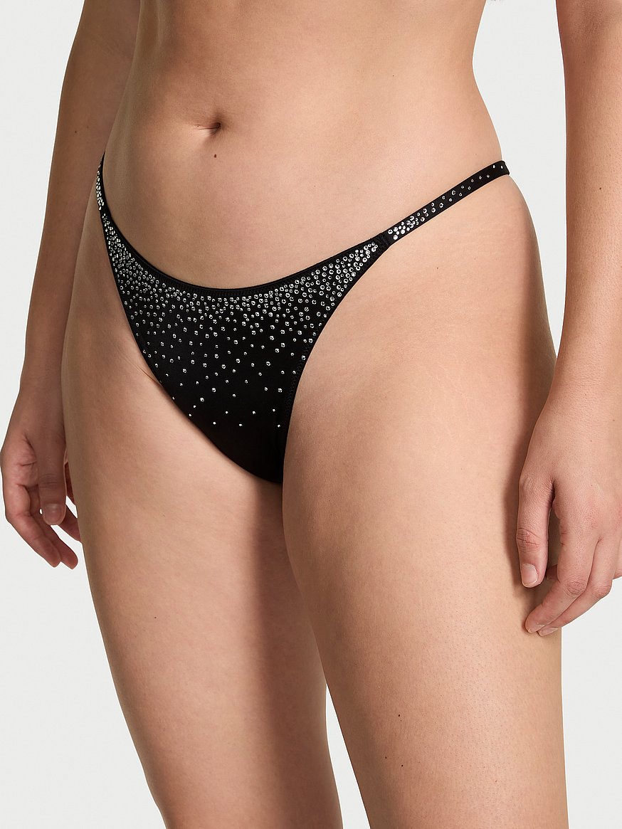 Buy Sparkle Crystal Shine Strap Brazilian Panty, Black - Order Brazilian  online