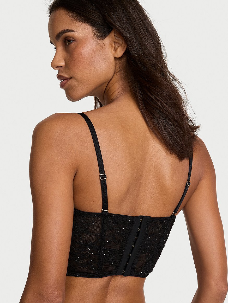 Rose Lace Shimmer Strapless Corset Top