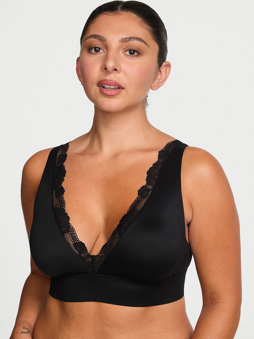 Mastectomy Lace-Trim Plunge Bralette