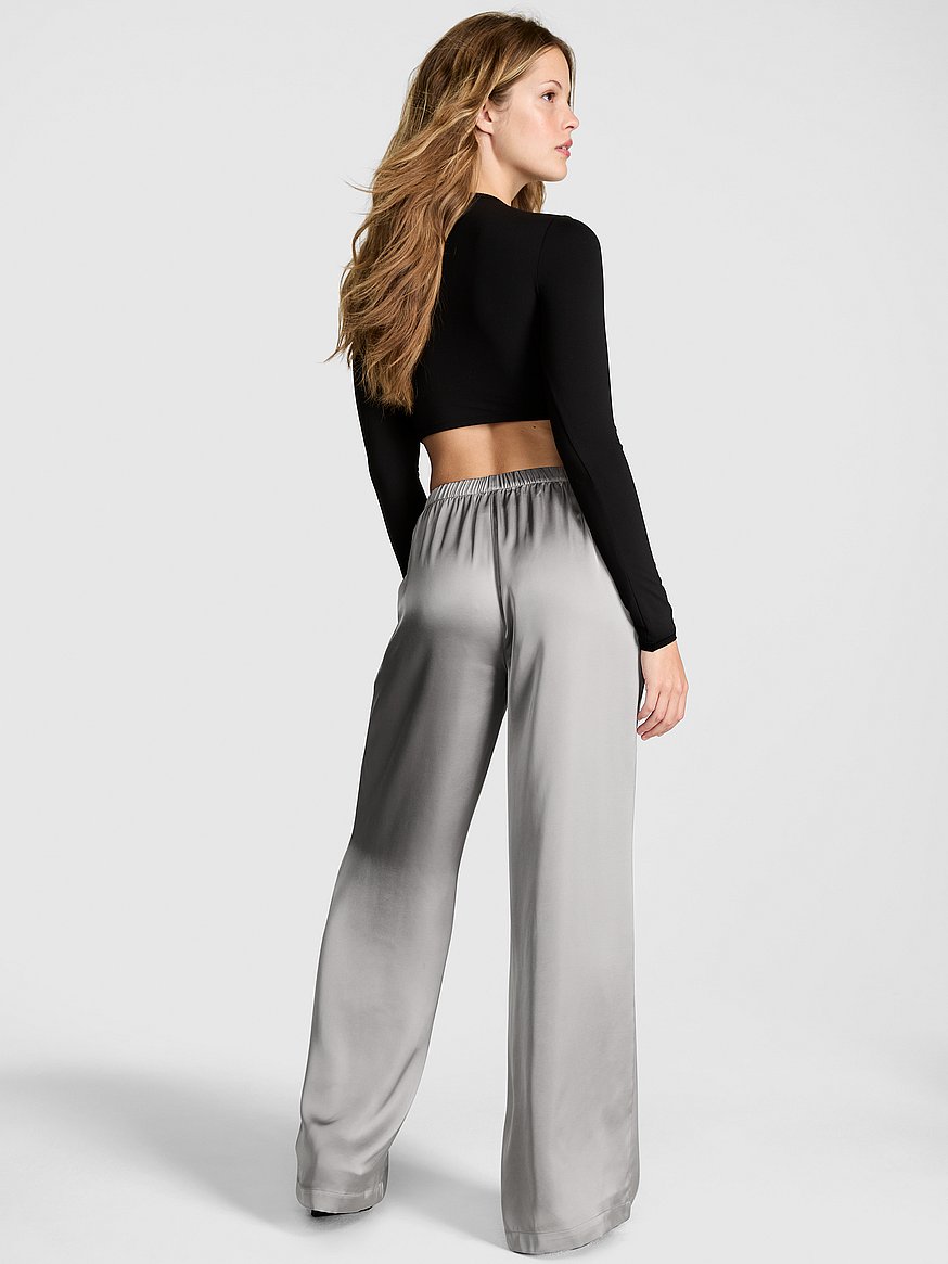 Satin Pull-On Trouser Pants
