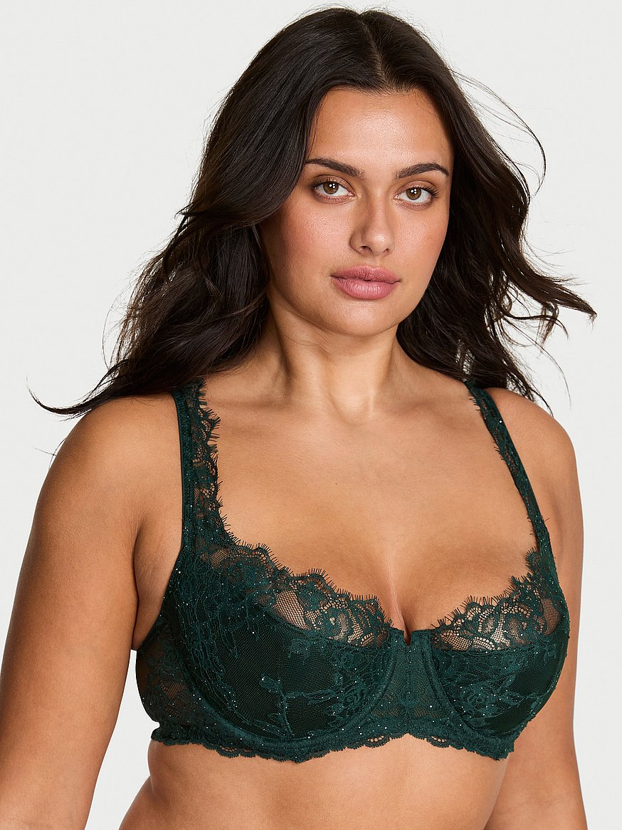 Rose Lace Shimmer Uplift Balconette Bra