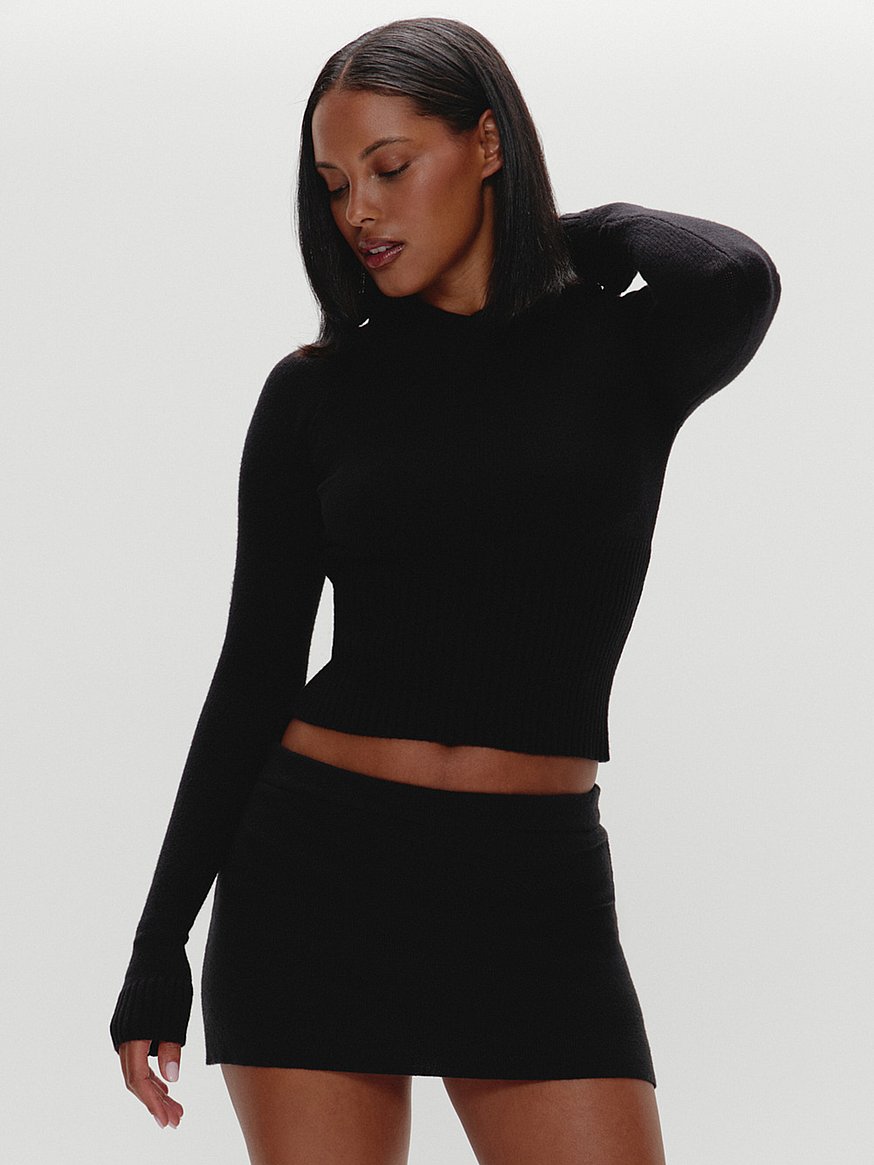 Buy Hazel Cloud Knit Hoodie, Black - Order Sweaters online
