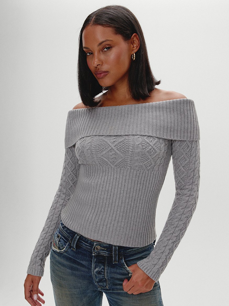 Buy Jazz Cable Knit Sweater, Cloud Cover - Order Sweaters online