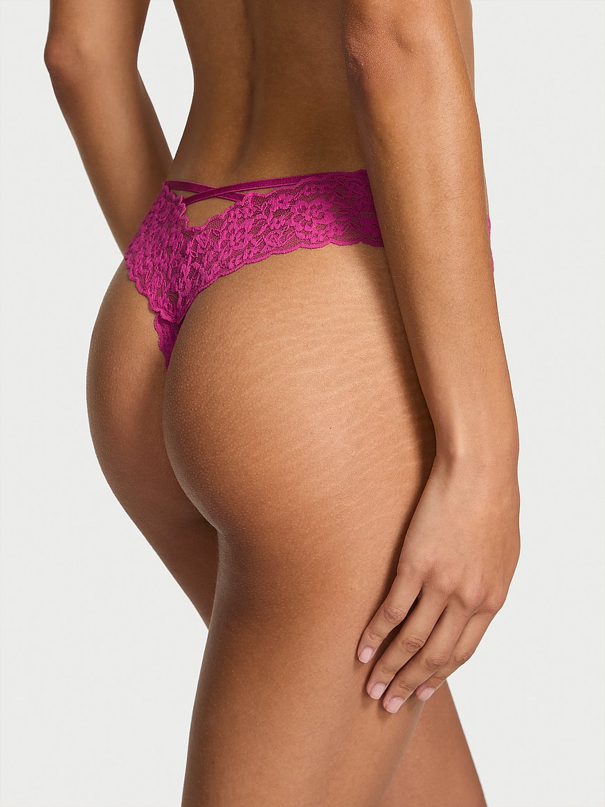 Lace Strappy-Back Thong Panty