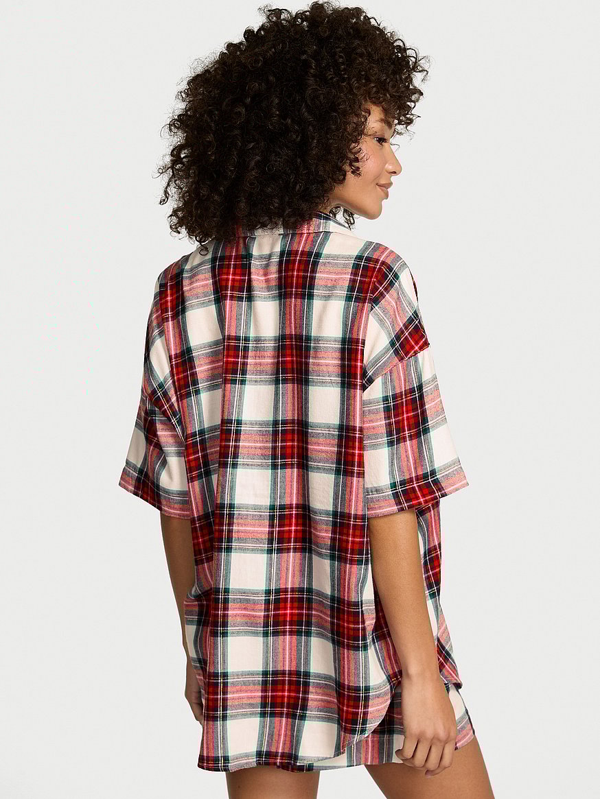 Flannel Oversized Short Pajama Set