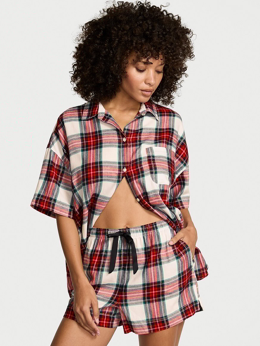Flannel Oversized Short Pajama Set