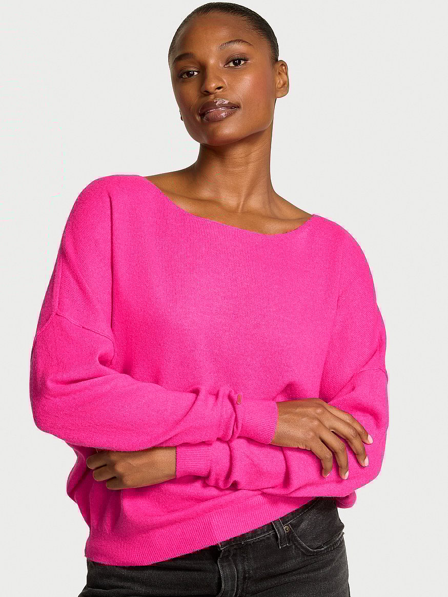 Buy Knit Boatneck Sweater, Arm Candy Pink - Order Sweaters online