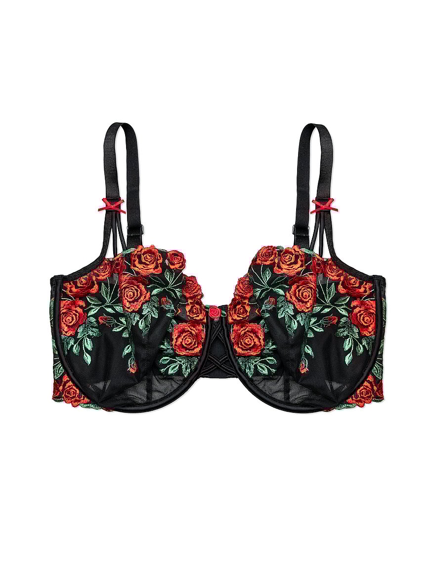 Lush Embroidery Unlined Full Coverage Balconette Bra
