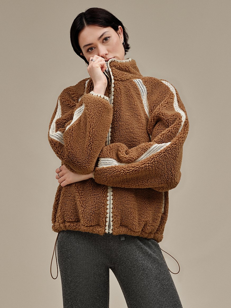 Buy Nikia Crochet Uggfluff Jacket, Chestnut - Order Jackets