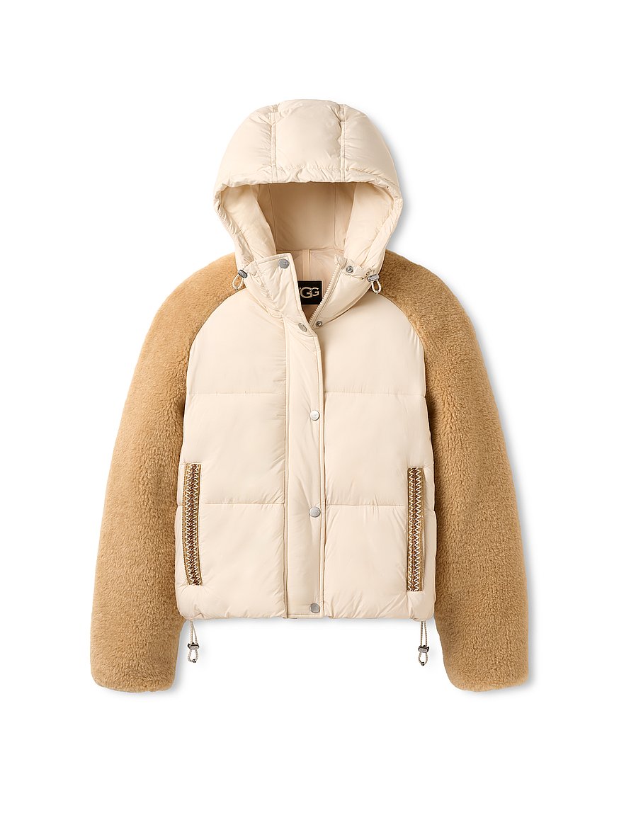 (取寄) アグ レディース パファー ジャケット UGG women Mykah Uggbraid Puffer Jacket Cream / Sand Buy Mykah Uggbraid Puffer Jacket, Cream/Sand - Order Jackets