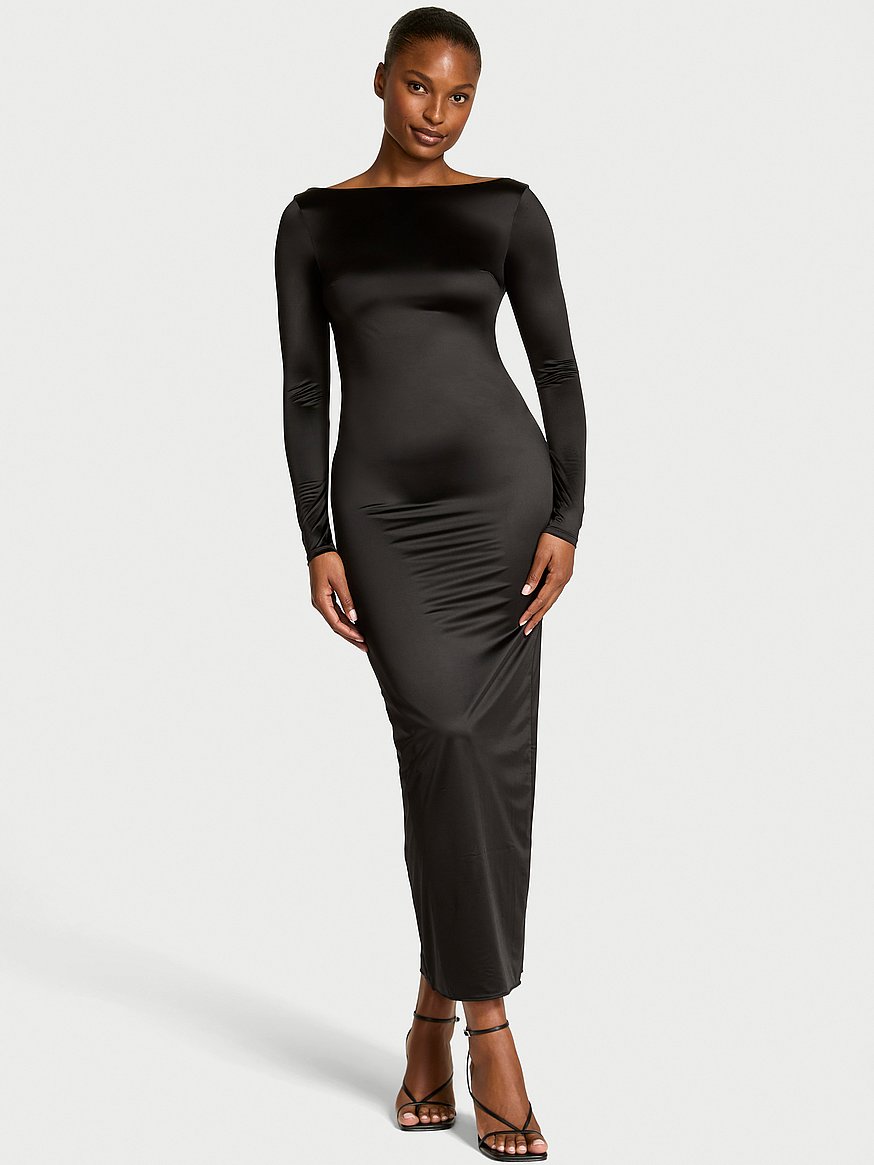 black backless dress long sleeve Black Backless Long Sleeve Midi Dress – trinarosh