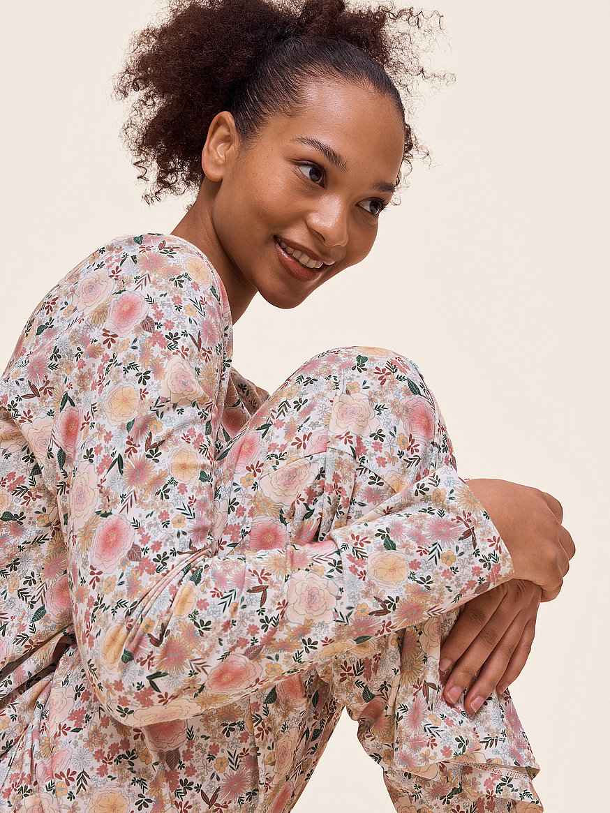 Buy Meribel Knit Henley Set, Strawberry - Order Pajamas Sets