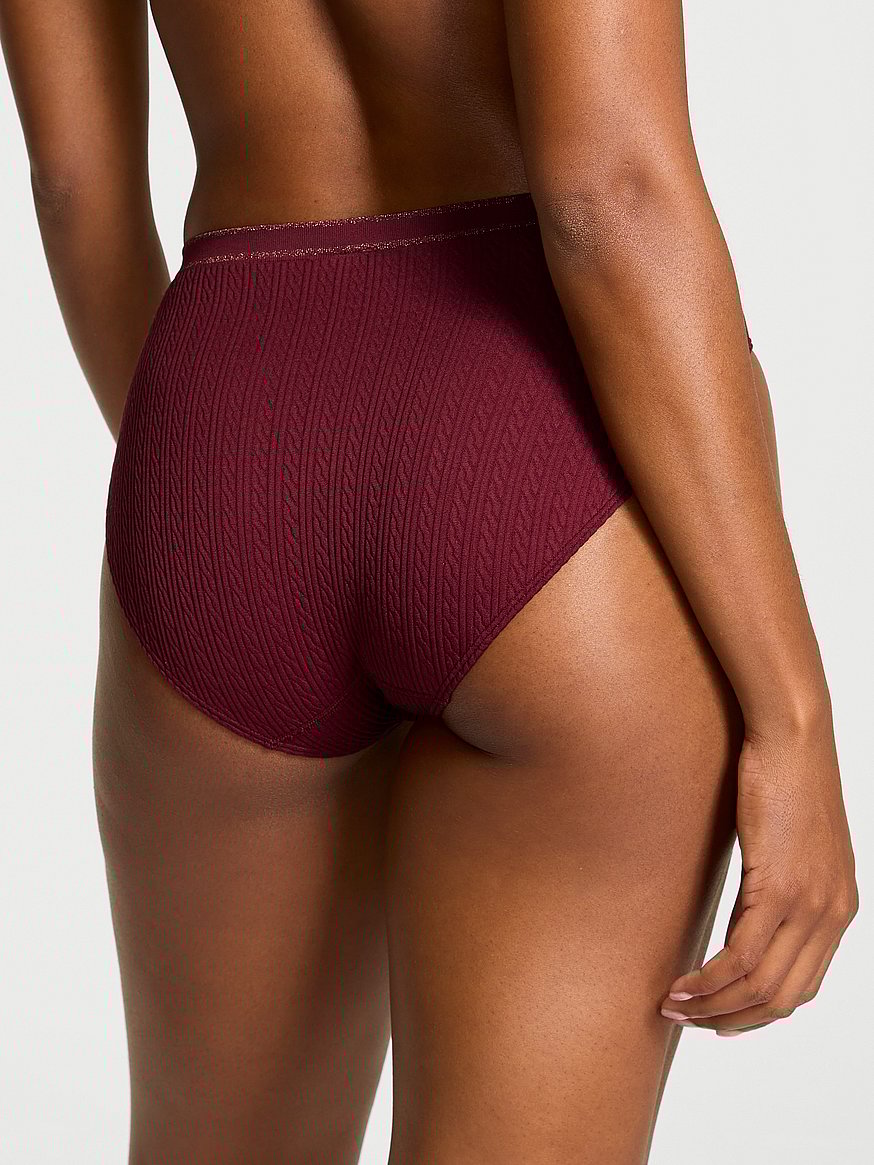 Seamless Cable-Knit High-Leg Brief Panty