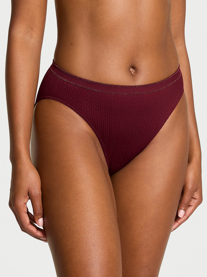 Seamless Cable-Knit High-Leg Brief Panty