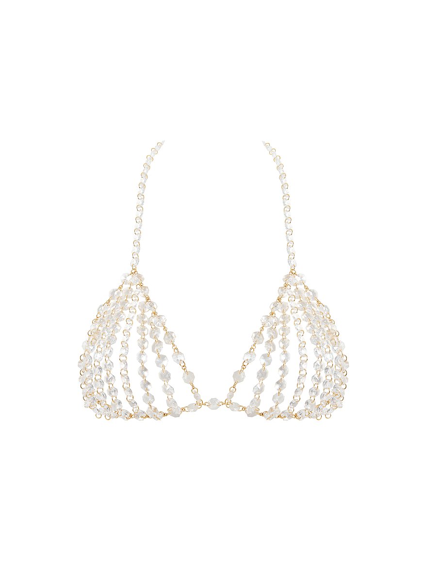 Crystal Triangle Open-Cup Bra