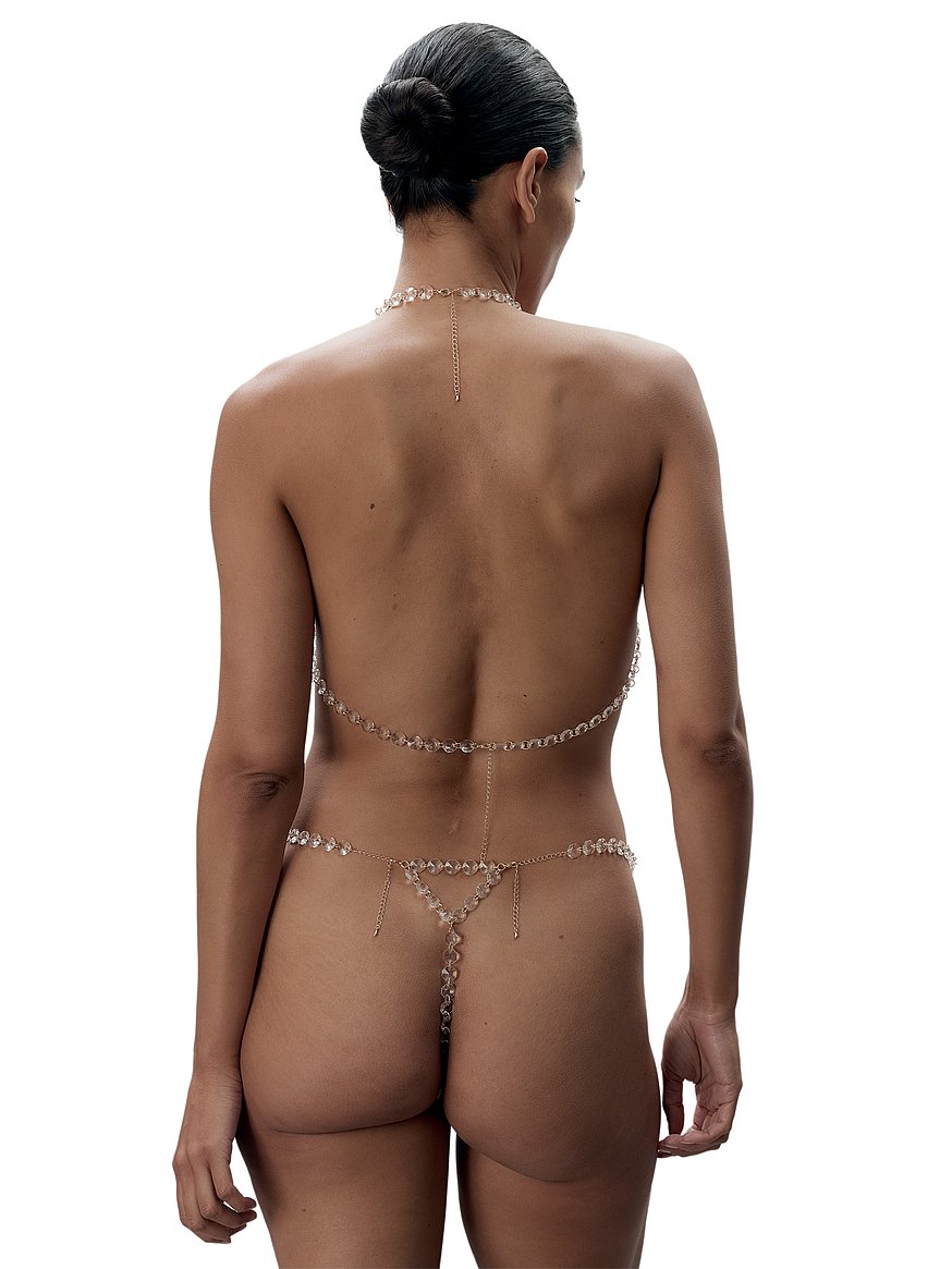 Crystal Triangle Open-Cup Bra