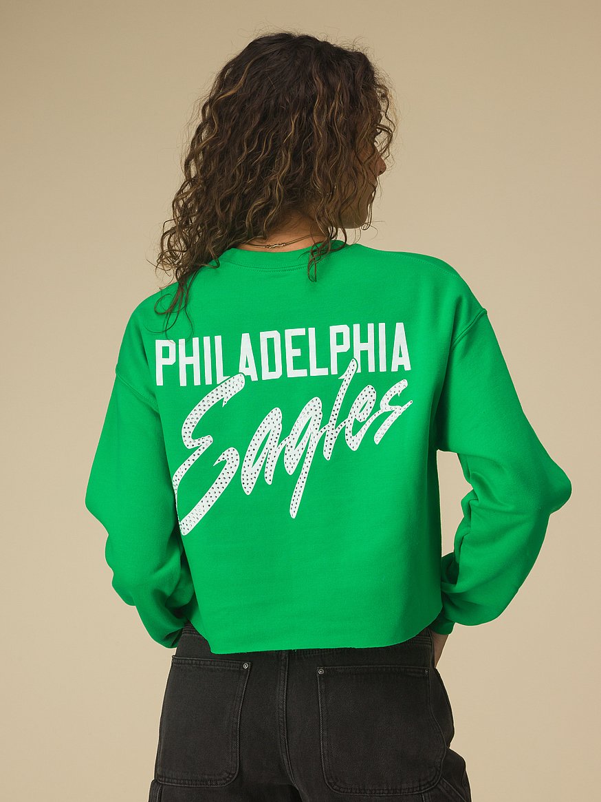 Philadelphia Eagles Bling Crop Fleece Sweatshirt