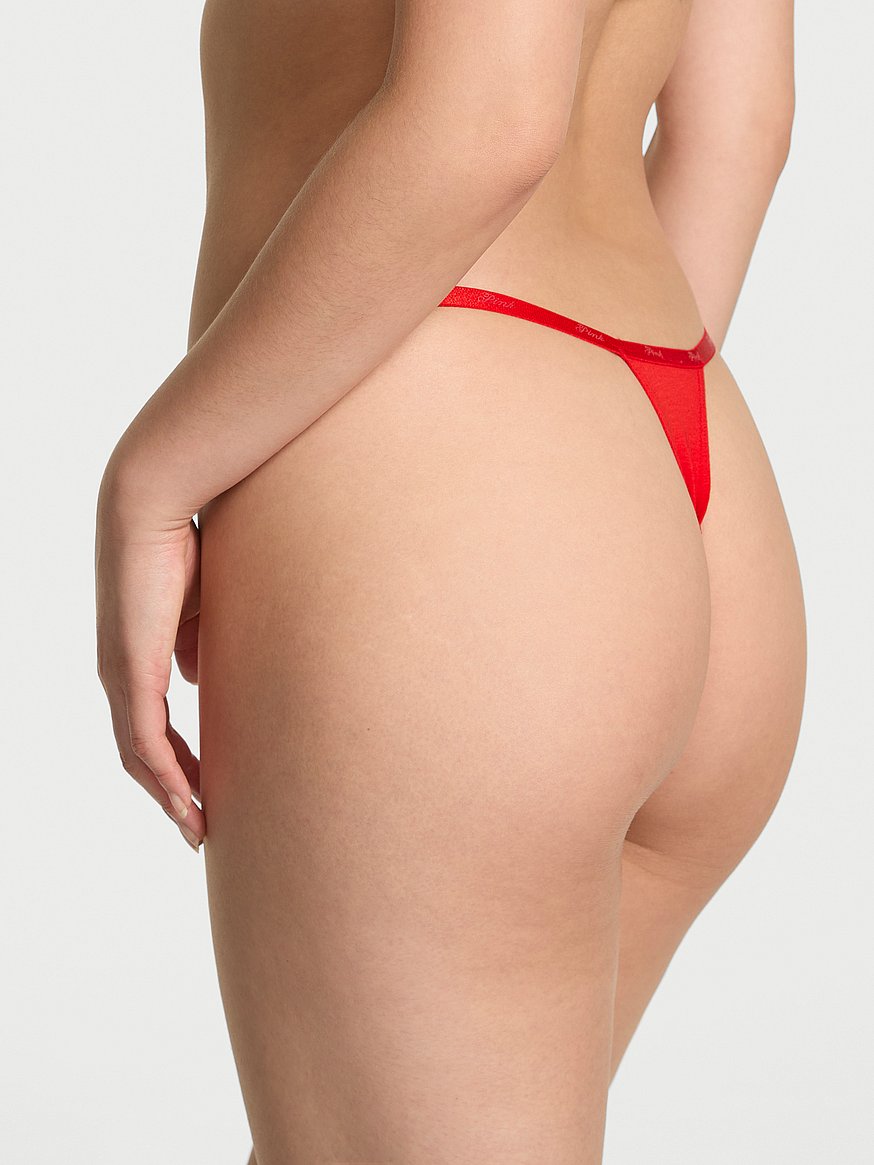 Logo Cotton Scoop Thong Panty