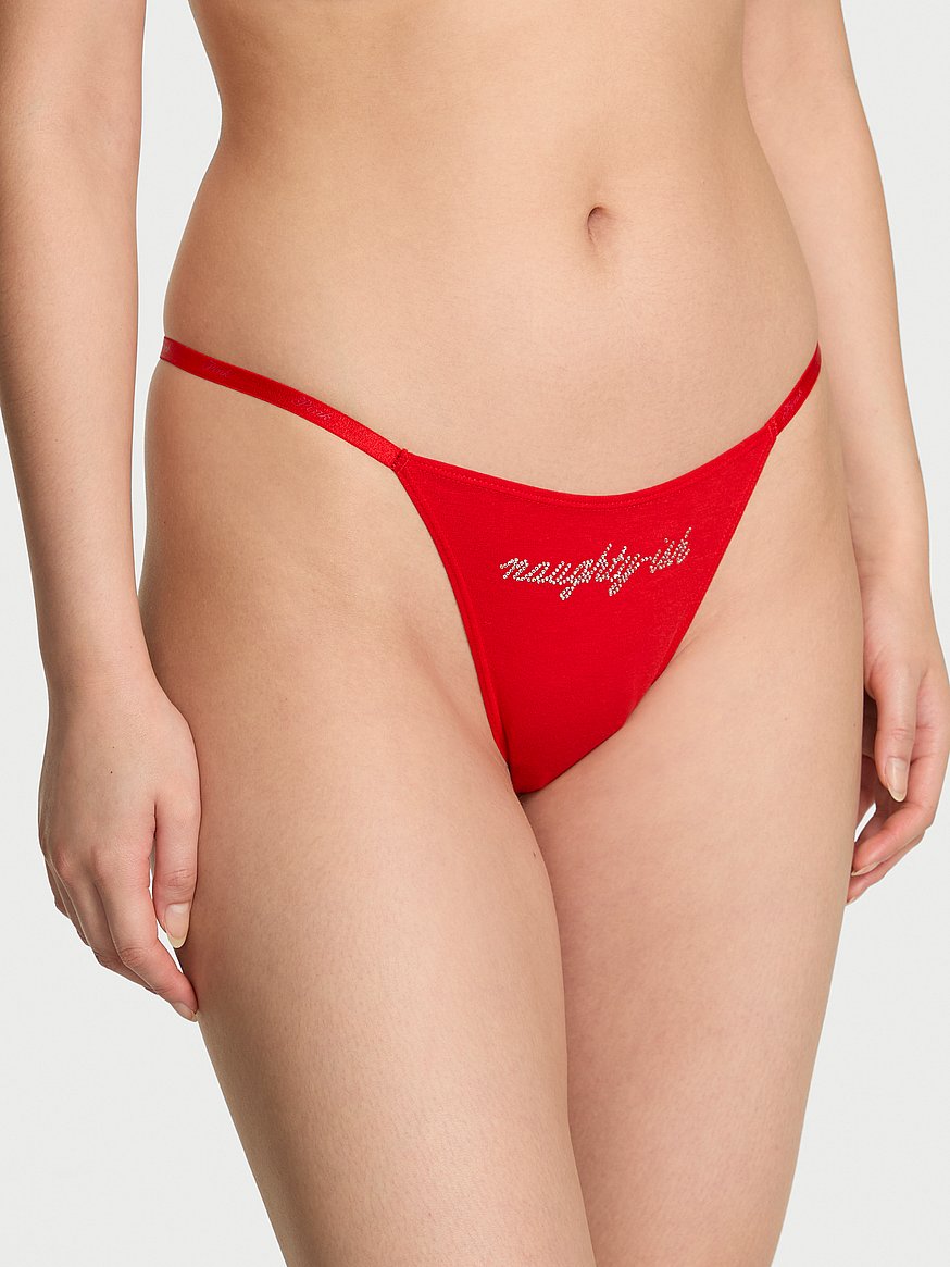 Logo Cotton Scoop Thong Panty