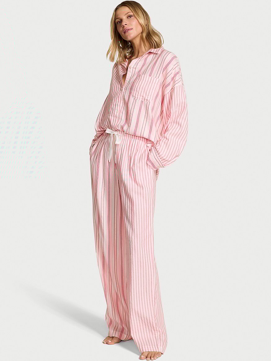 Flannel Oversized Long Pajama Set