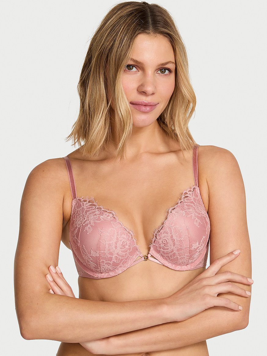 Bombshell Add-2-Cups Rose Lace Shimmer Push-Up Bra