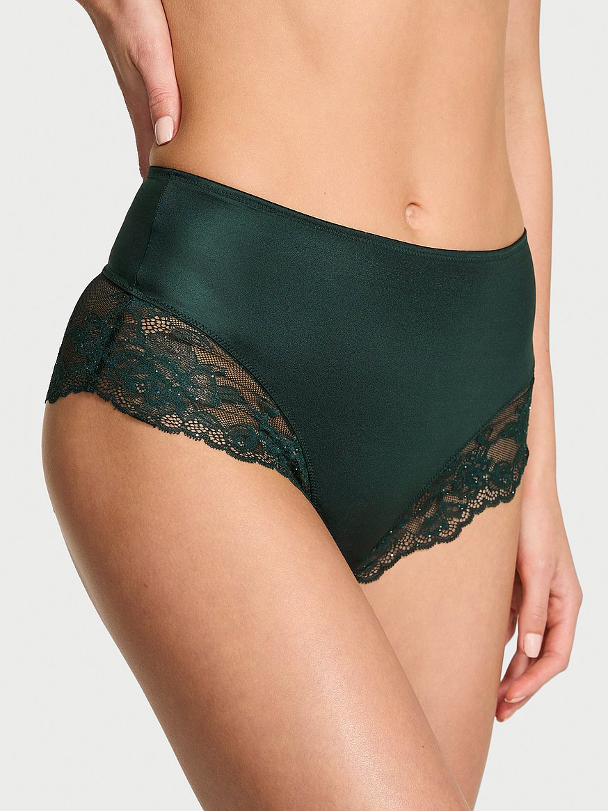 Rose Lace Shimmer High-Waist Brief Panty