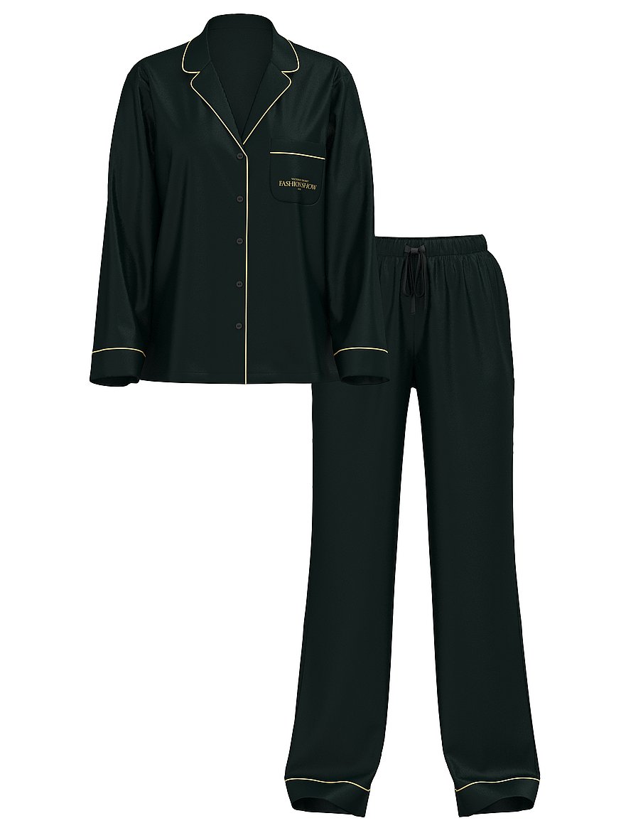 Victoria's Secret Backstage Satin Sparkle Long Pajama Set