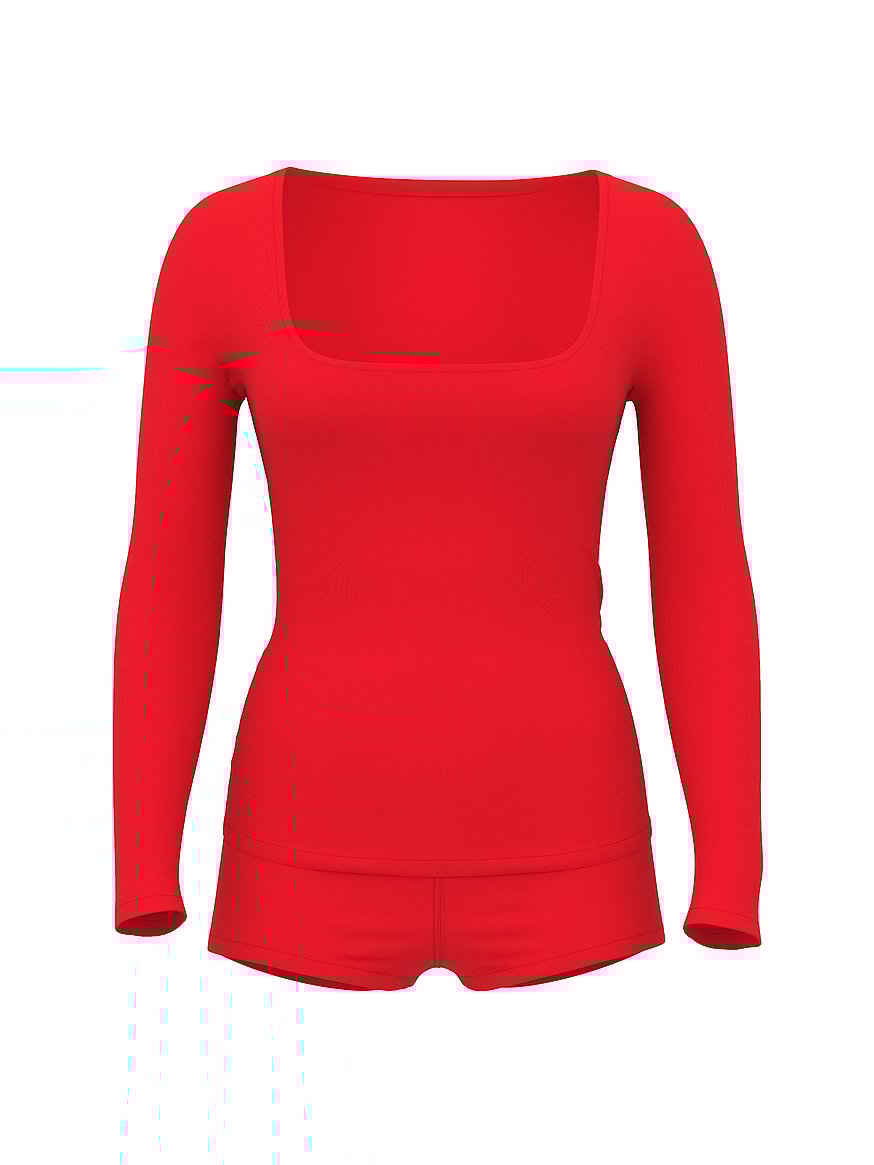 Ribbed Modal Scoop Long-Sleeve Shortie Set