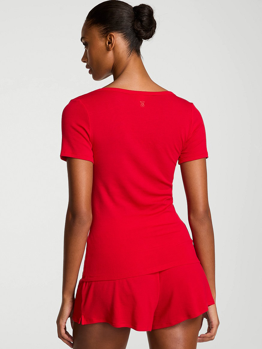 Buy SoSoft Modal™ Ribbed Henley Tee & Boxer Shorts Set, Red