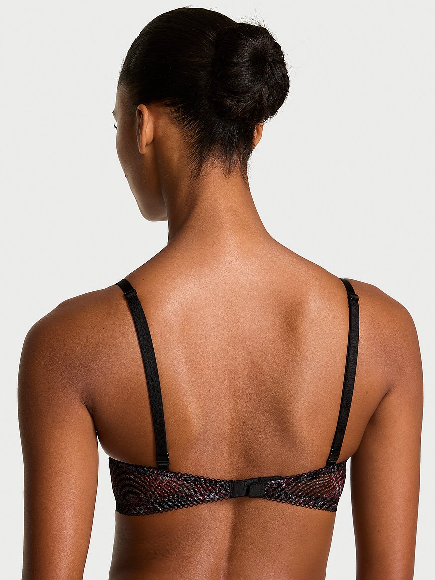 Sexy Tee Shimmer Mesh Lace-Up Unlined Demi Bra