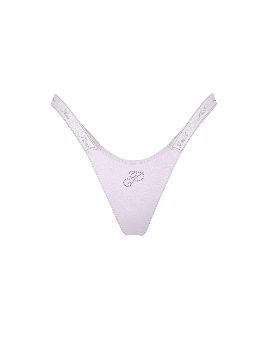 Logo Cotton High-Leg Micro Thong Panty