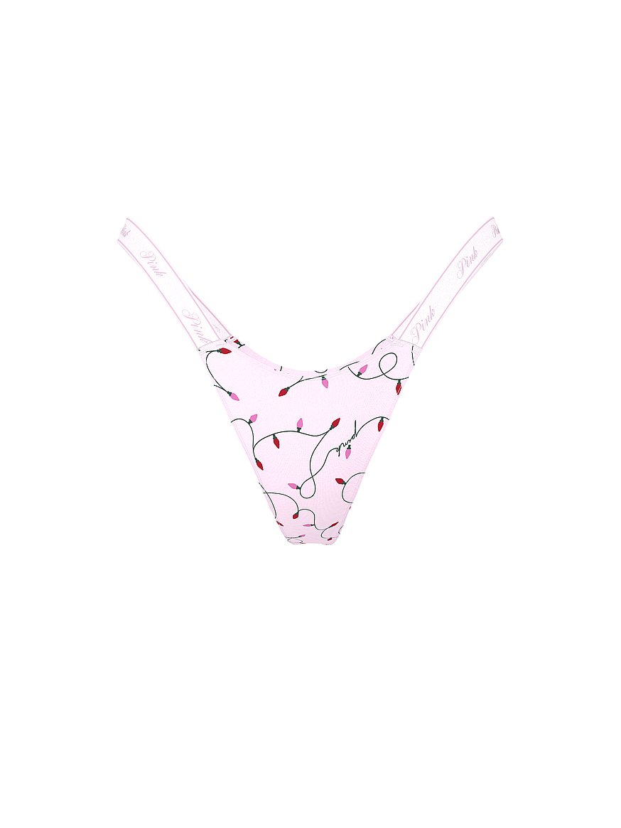 Logo Cotton High-Leg Micro Thong Panty