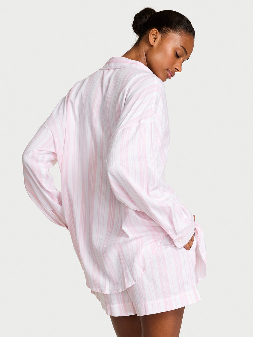 Modal-Cotton Long-Sleeve Short Pajama Set