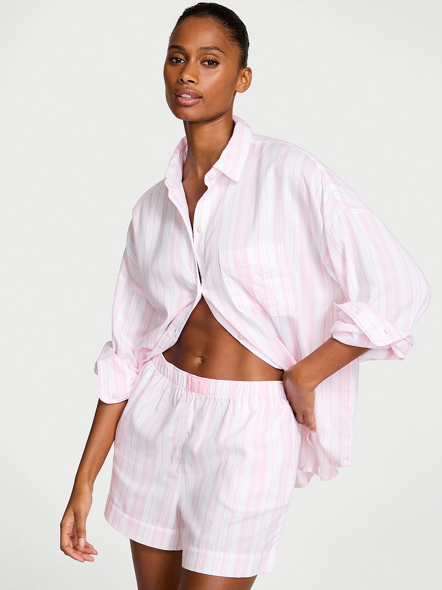 Modal-Cotton Long-Sleeve Short Pajama Set