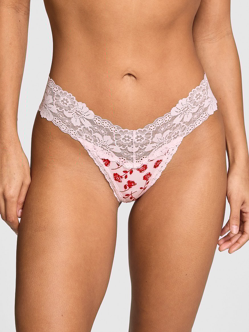 Wink Lace-Trim Thong Panty