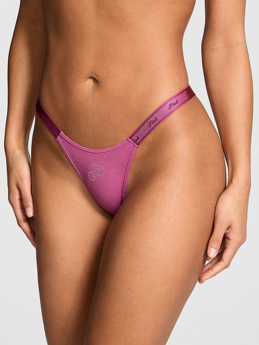 Logo Cotton High-Leg Micro Thong Panty