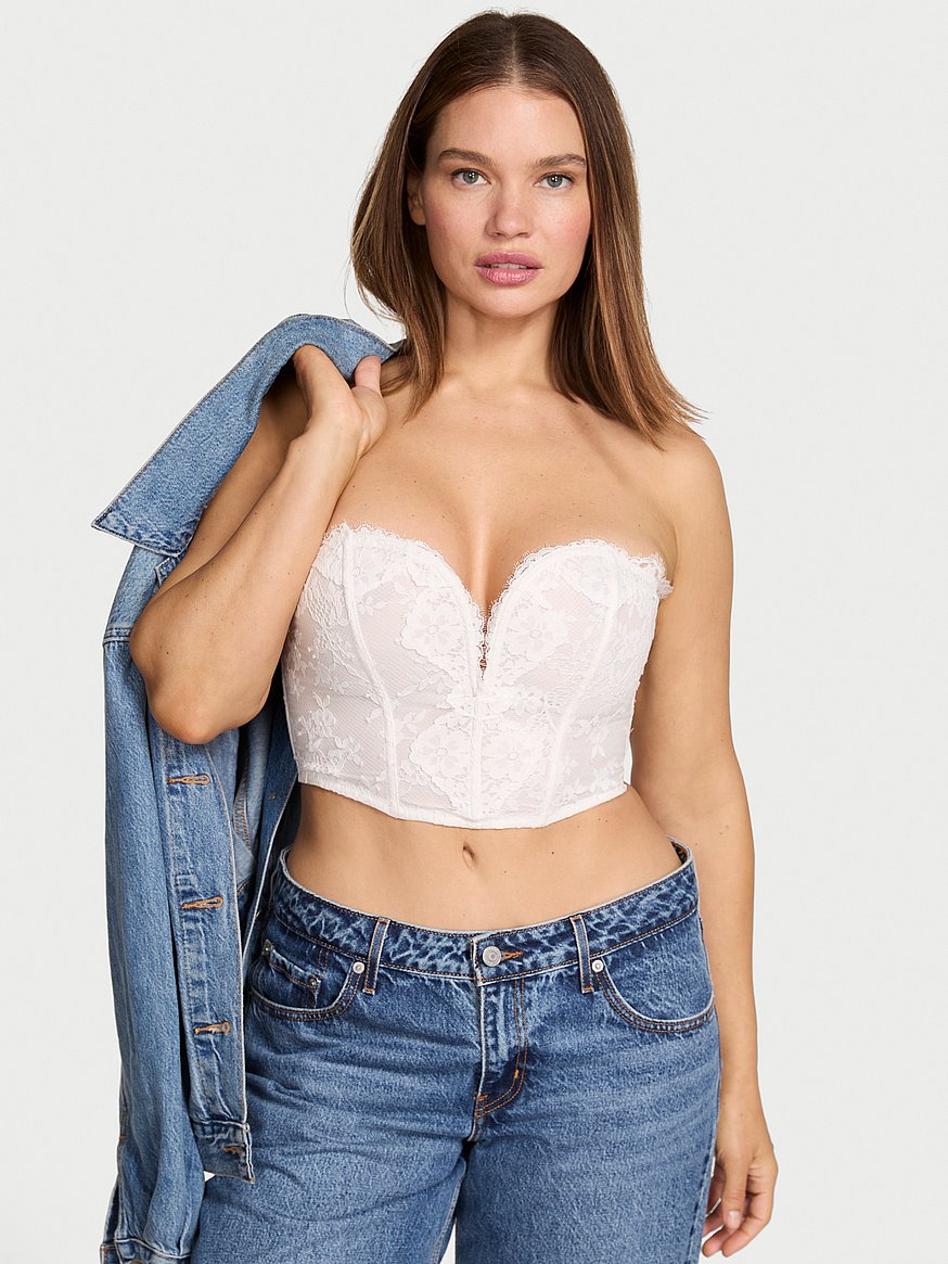Dare to Dream Lace Deep-V Cropped Corset Top
