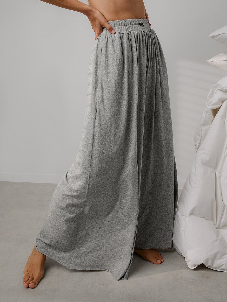 Buy Organic Pima Wide-Leg Pant, Storm Grey Heather - Order Pajama