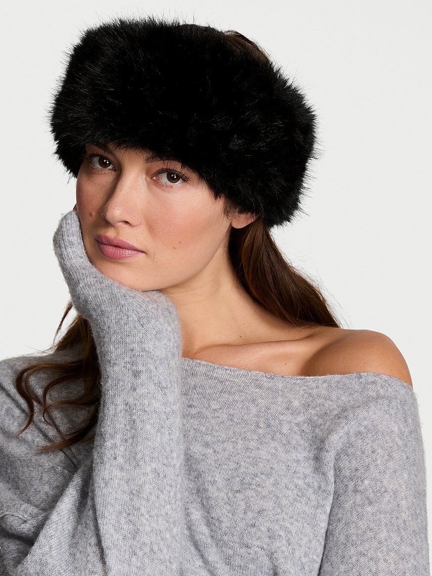 Buy Faux Fur Headband, Black - Order Hats online  display picture 1