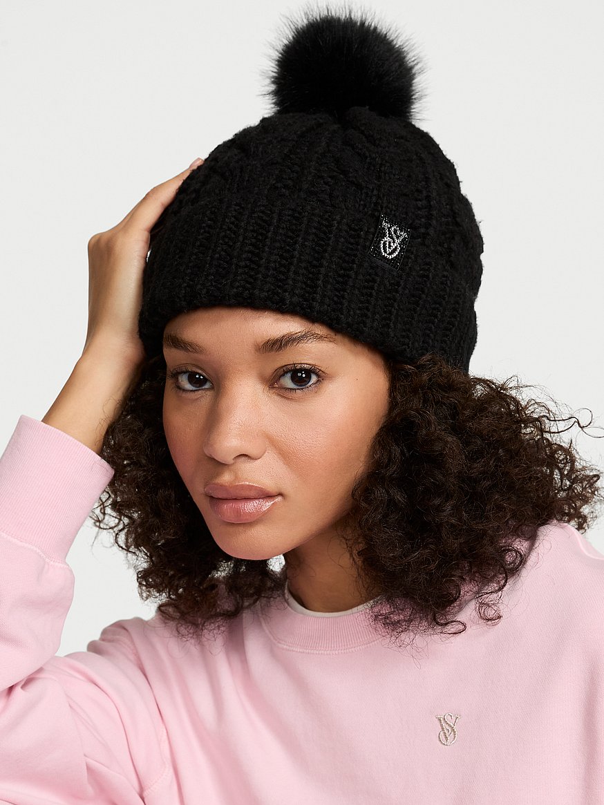 Cozy Cable-Knit Pom Beanie