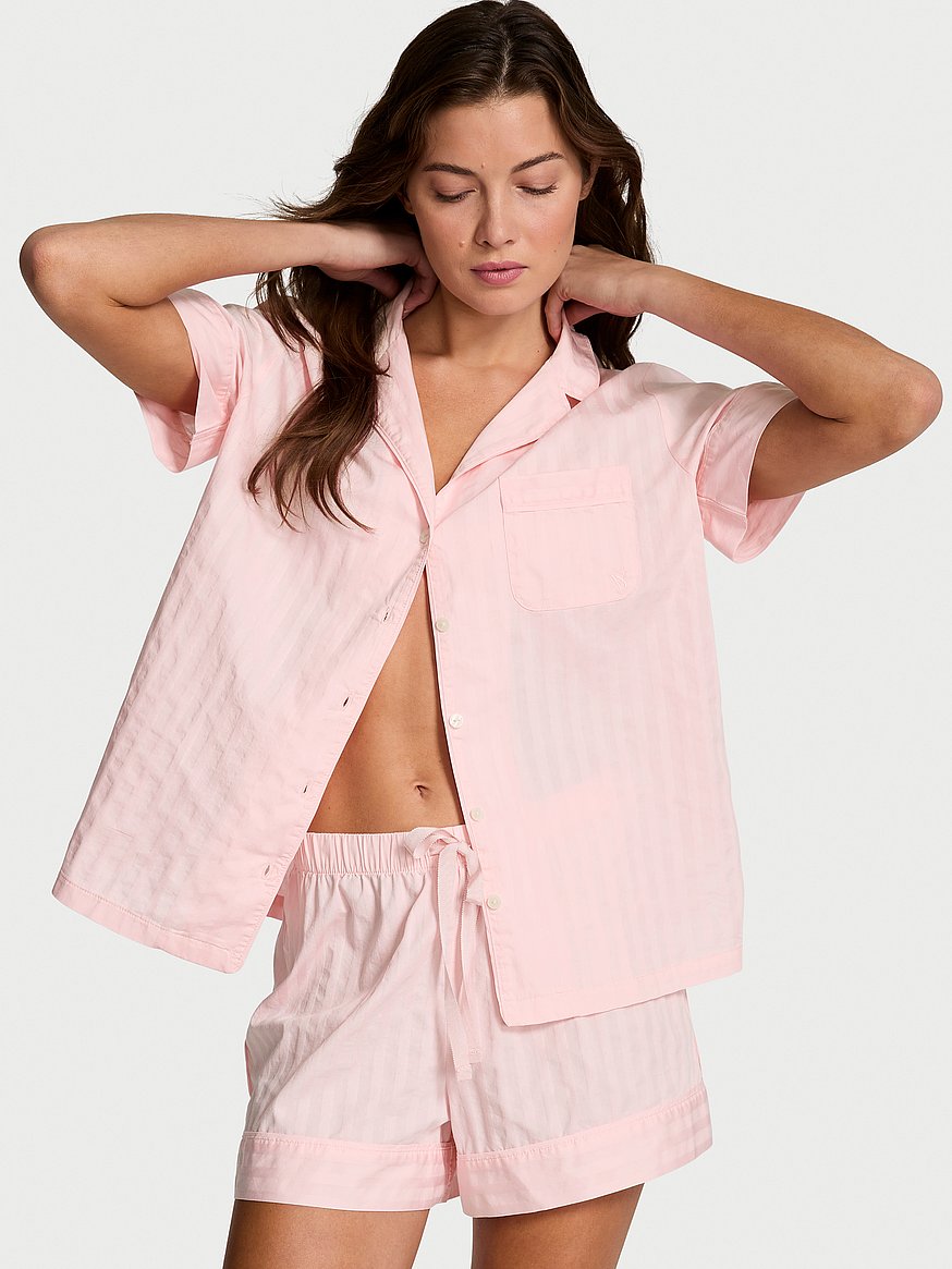 Heritage Cotton Shadow Stripe Short Pajama Set