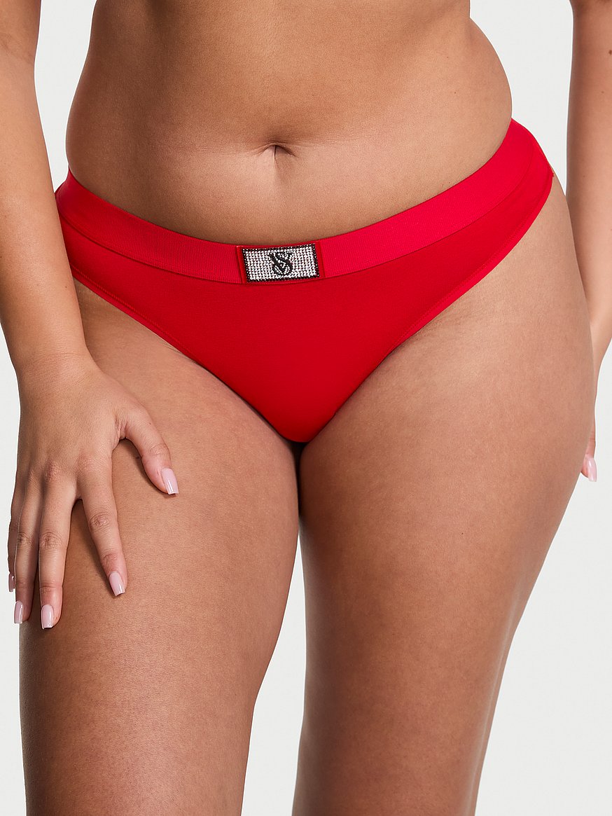 Logo Cotton Shine Patch Thong Panty
