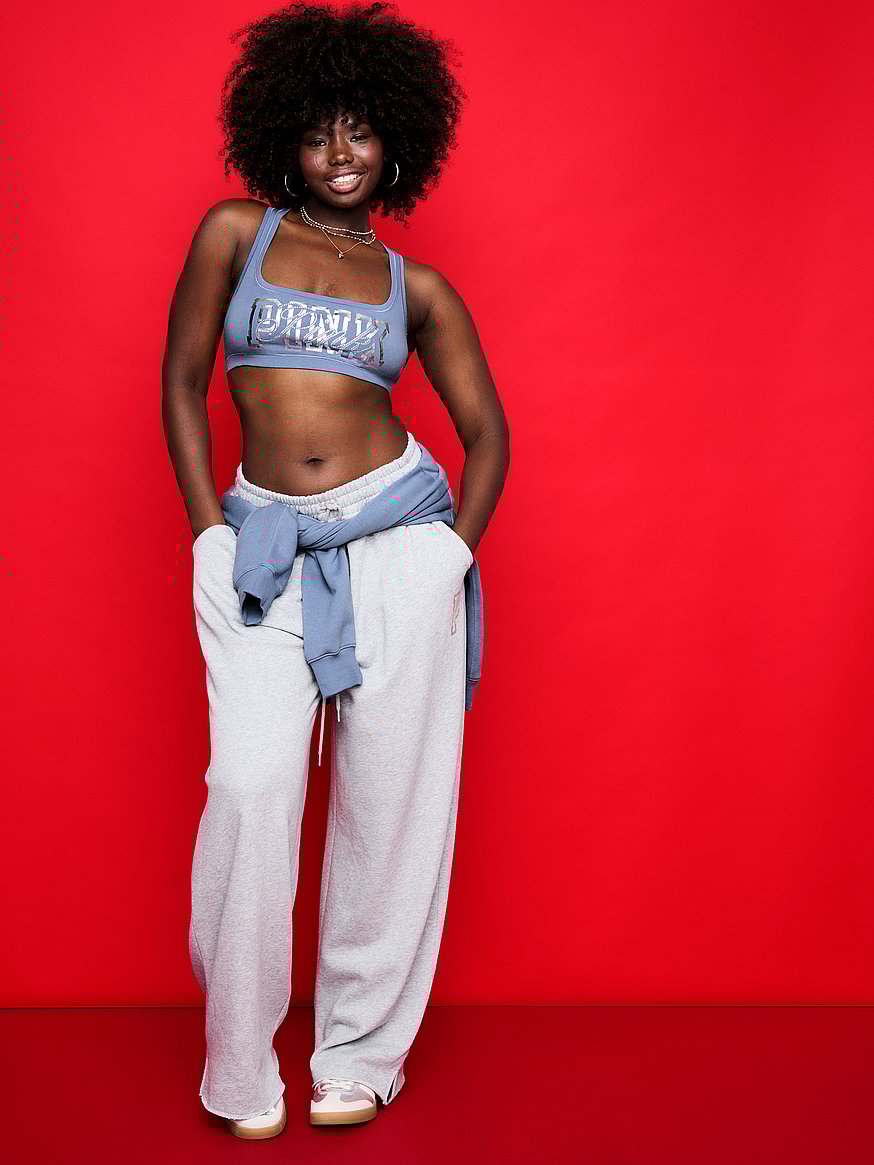 Ivy Fleece Wide-Leg Split-Hem Sweatpants