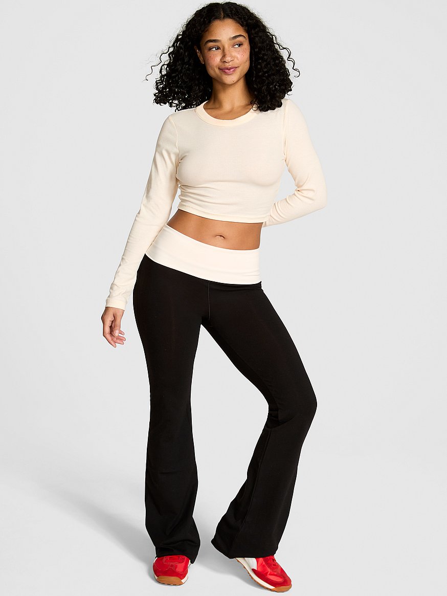 All-Day Cotton Foldover Flare Leggings