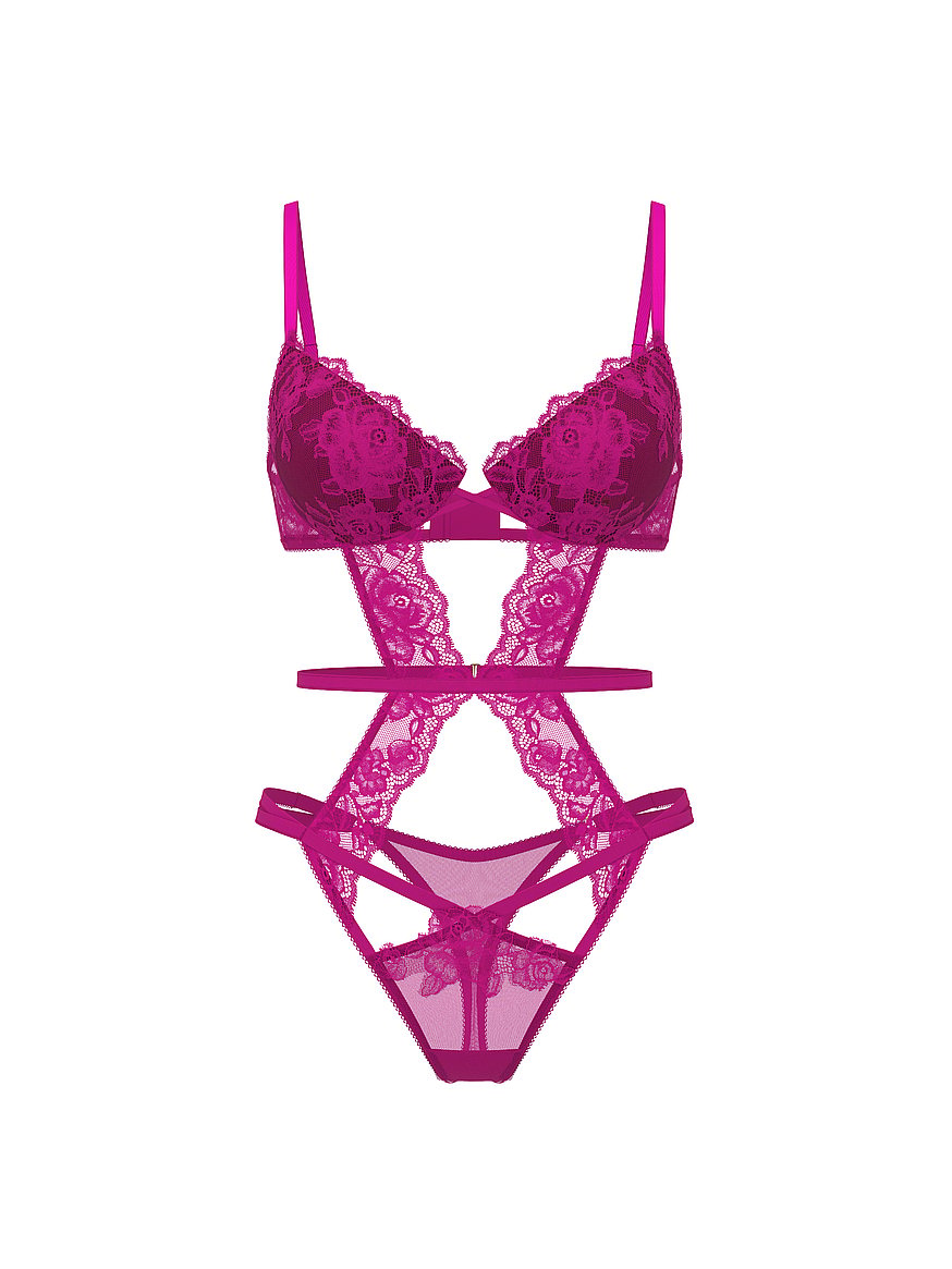 Buy Rose Lace Lightly Lined Strappy Teddy, Berrylicious - Order