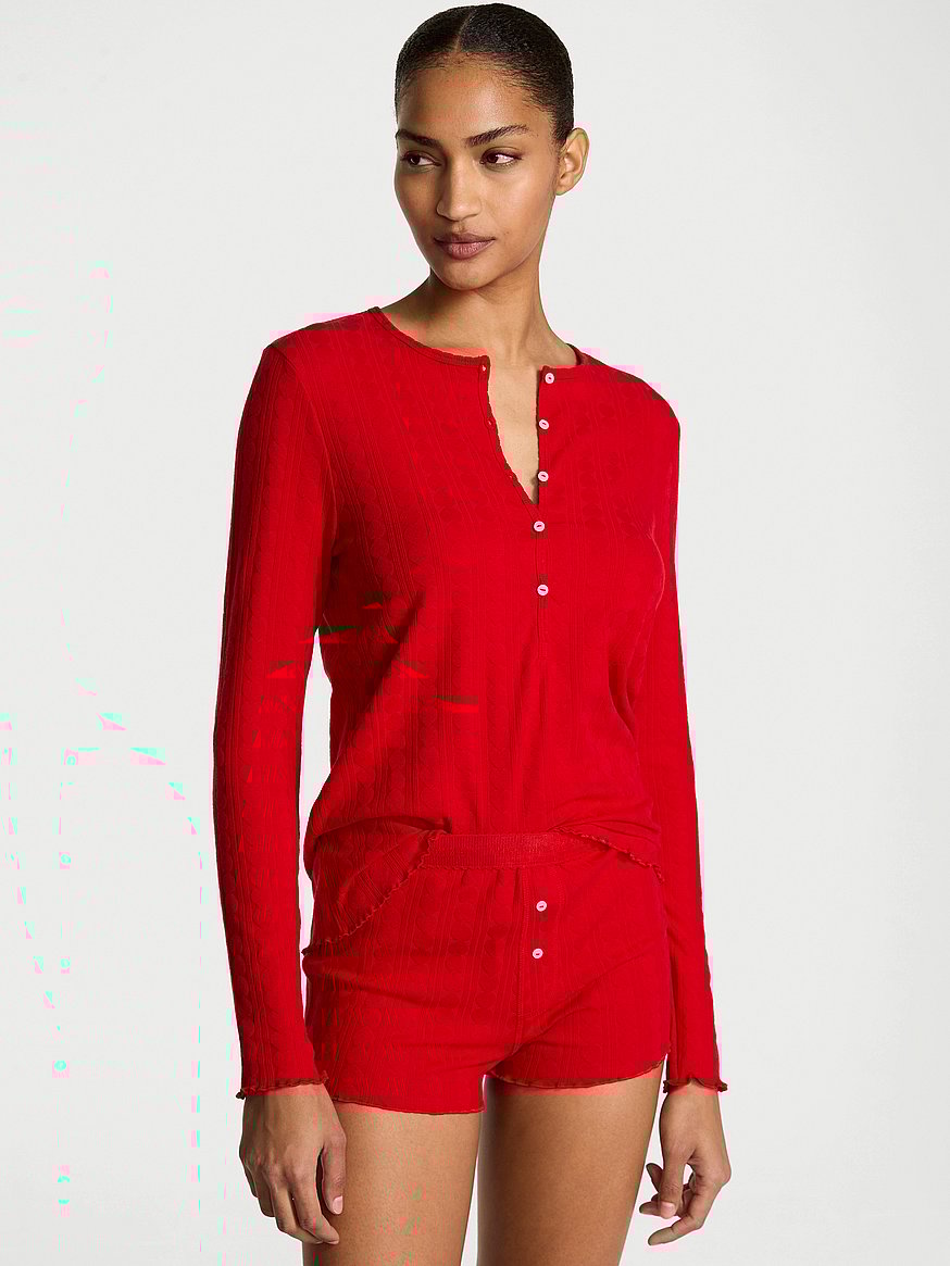 Heart Pointelle Short Pajama Set