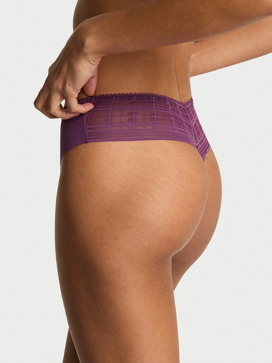 No-Show Plaid Mesh Thong Panty