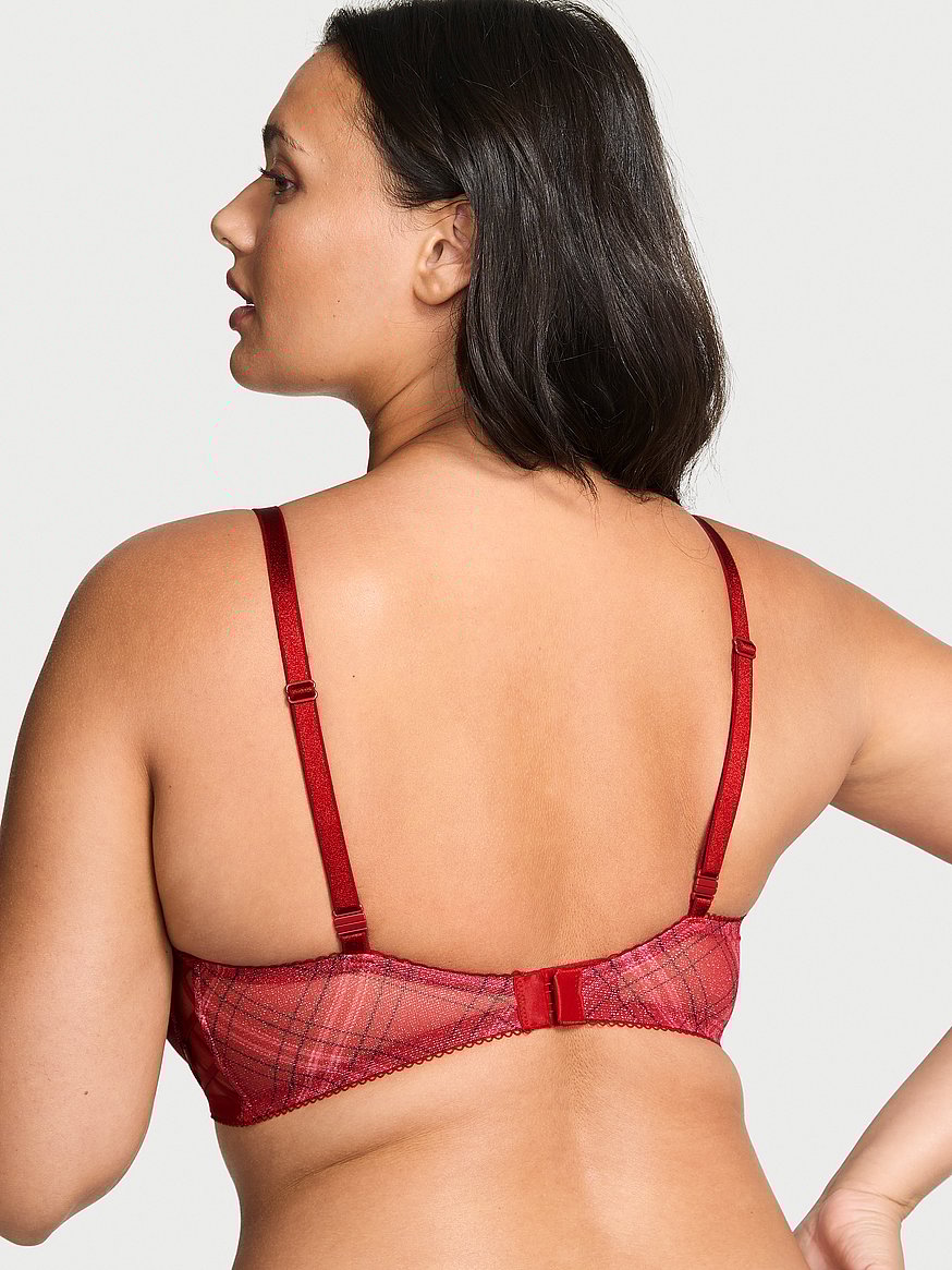 Sexy Tee Shimmer Mesh Lace-Up Wireless Push-Up Bra