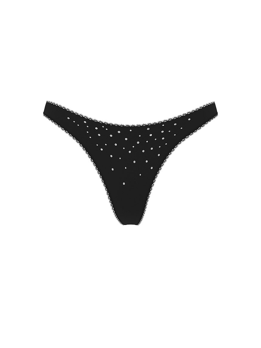 Stretch Cotton Sparkle High-Leg Scoop Thong Panty